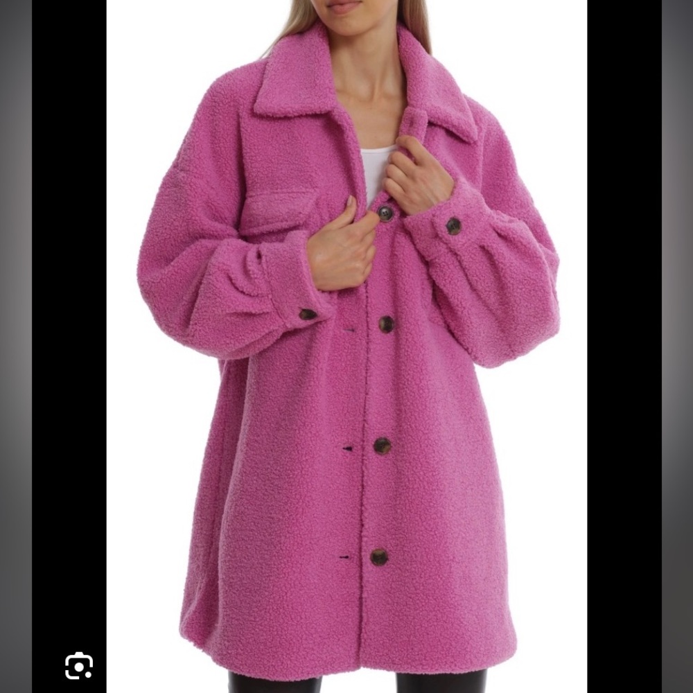 AVEC LES FILLES Pink Sherpa Jacket